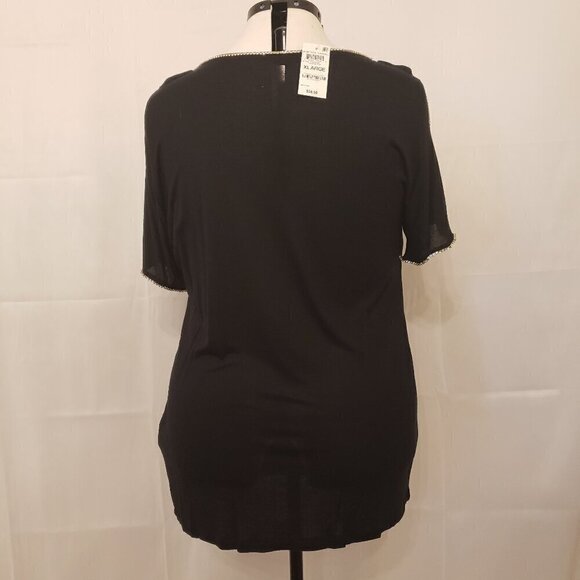 INC International Concepts Short-Sleeve Jewel-Embellished Black Top, XL - Picture 3 of 8